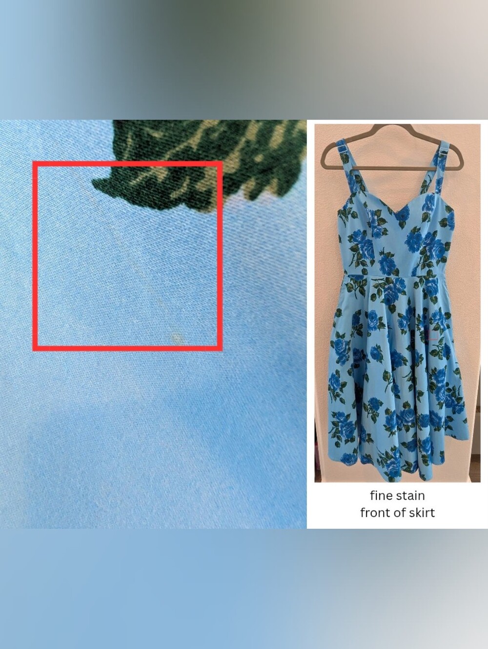 RARE Vixen by Micheline Pitt Blue Floral Fit-and-Flare Dress - Picture 6 of 8